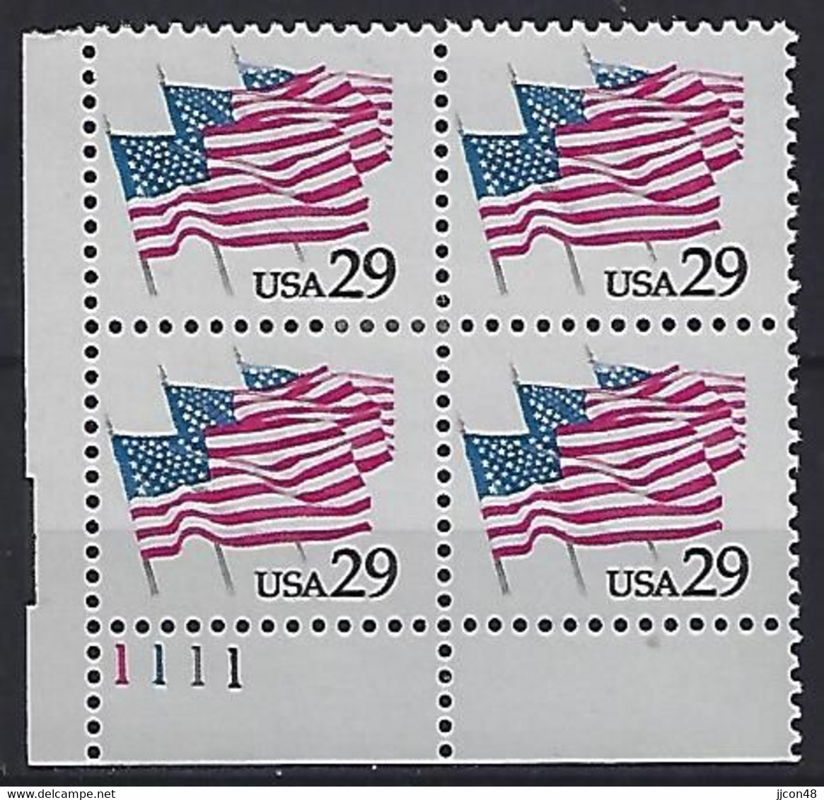 USA  1991  Flags  (*) Mi.2139  (Pl. Nr. 1111) - Numéros De Planches