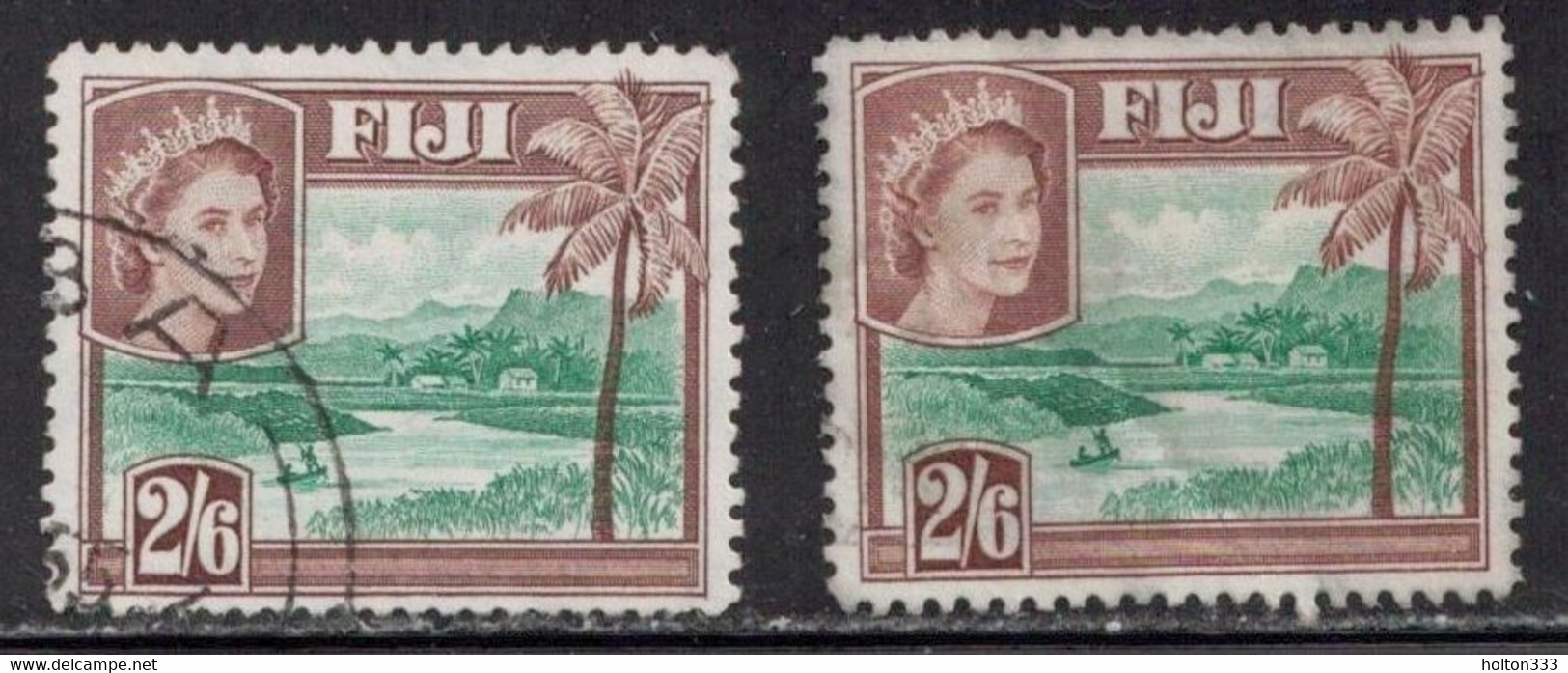 FIJI Scott # 159 Used X 2 - QEII & River Scene - Fiji (...-1970)