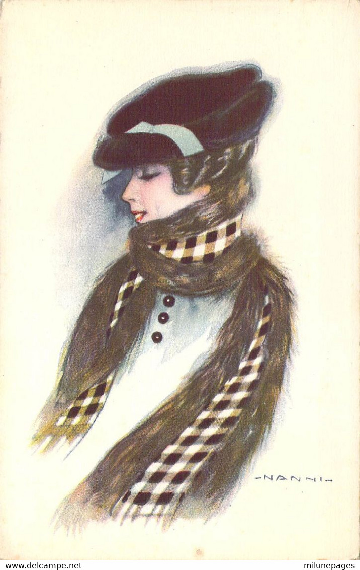 Jeune Femme à Petit Chapeau Et Grande écharpe  Superbe Illustration De Nanni - Nanni