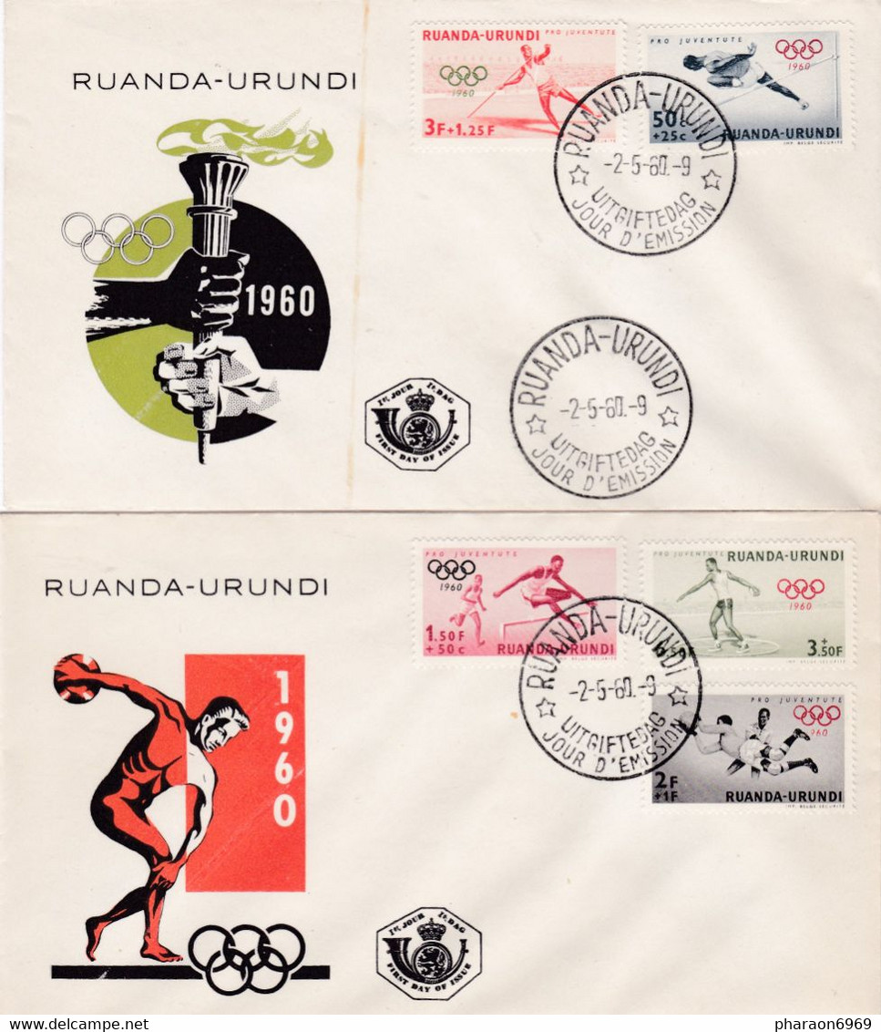 Enveloppes FDC 219 à 223 Jeux Olympiques De Rome - Lettres & Documents