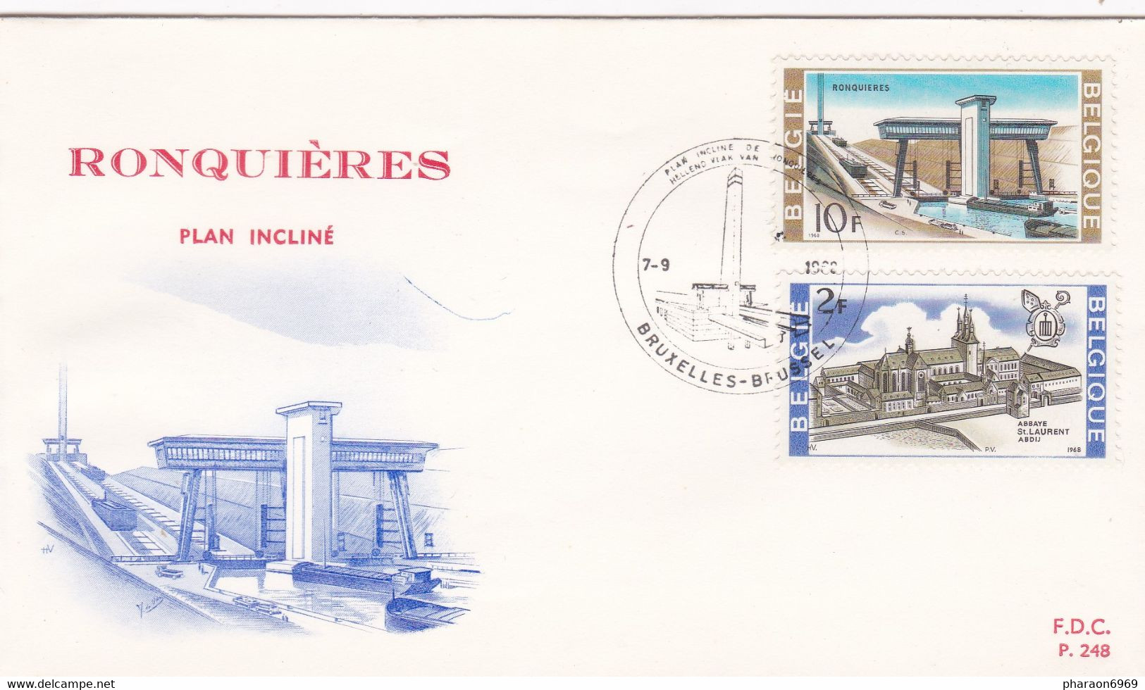 Enveloppe FDC 1466 1469 Ronquières Plan Incliné - 1961-1970