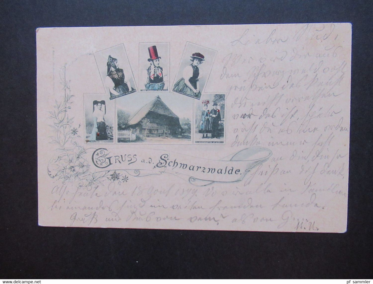 Mehrbild AK 1899 Gruss Aus Dem Schwarzwalde Frauen In Trachten Auslandskarte  In Die Schweiz Gesendet - Gruss Aus.../ Gruesse Aus...