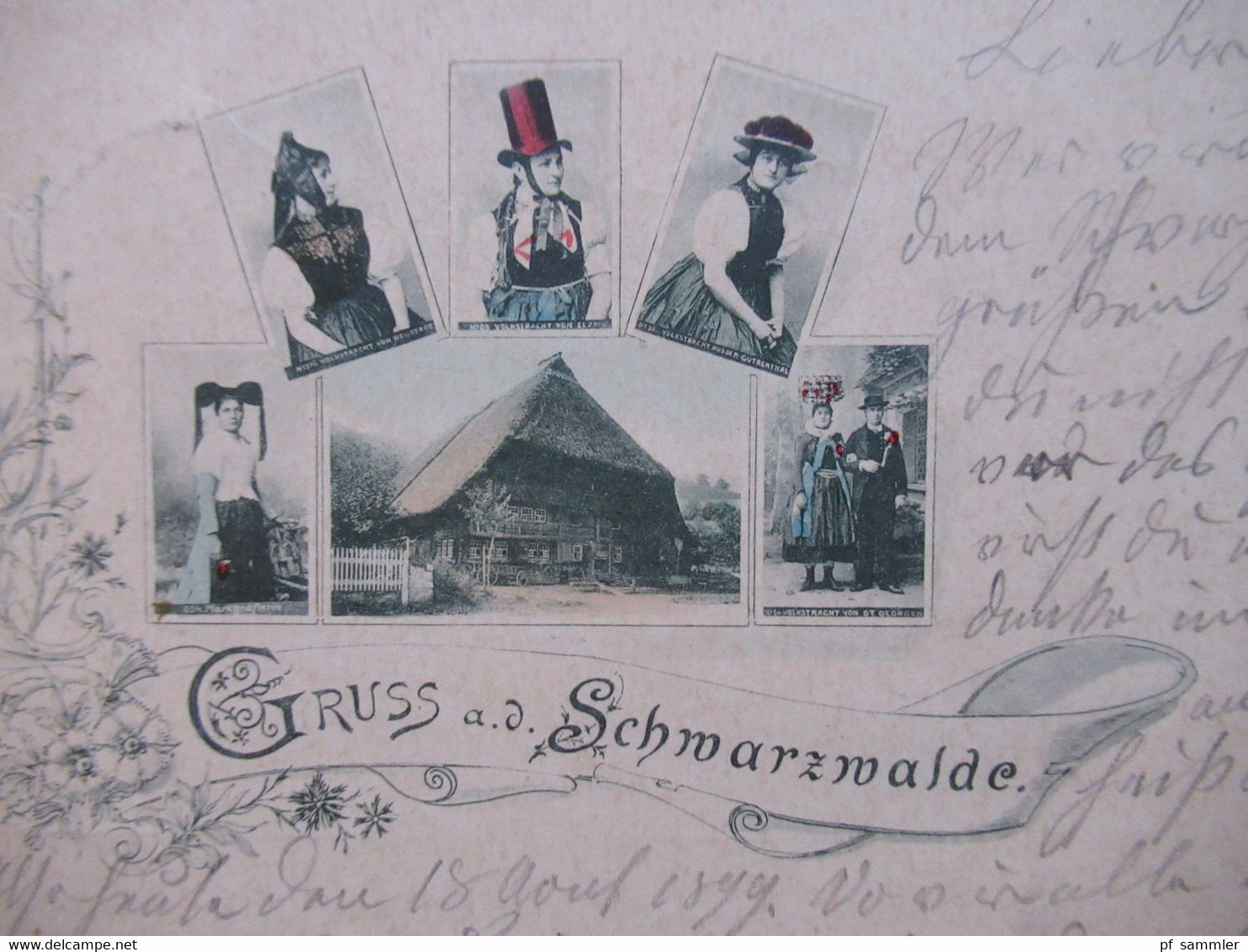 Mehrbild AK 1899 Gruss Aus Dem Schwarzwalde Frauen In Trachten Auslandskarte  In Die Schweiz Gesendet - Gruss Aus.../ Grüsse Aus...