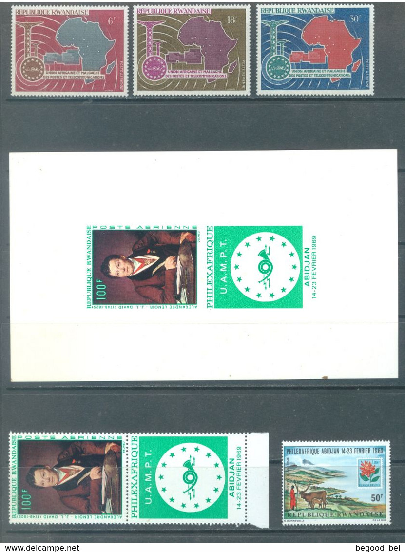 REPUBLIQUE RWANDAISE - 1967-1977 - MNH/*** - COLLECTION AIRMAIL POSTAGE NEARLY COMPLETE - SEE DESCRIPTION - Lot 23780 - Sonstige & Ohne Zuordnung