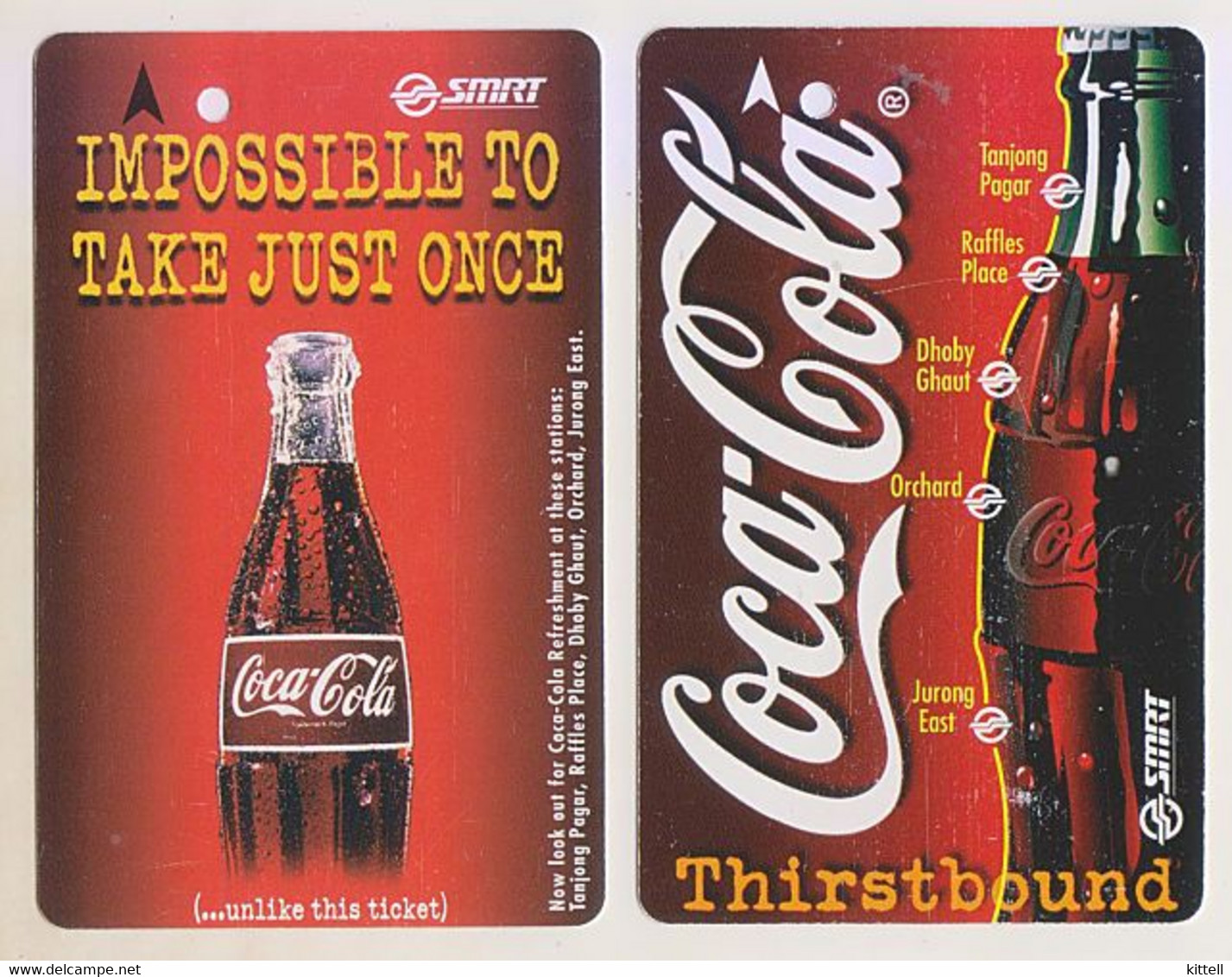 Singapore Old Transport Subway Train Bus Ticket Card Transitlink Unused 2 Cards Coca-Cola - Mundo