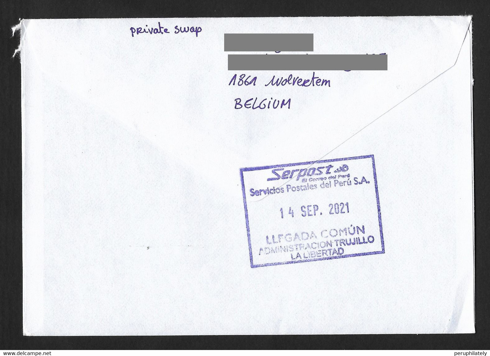 Belgium Cover With King Philippe Stamp Sent To Peru - Brieven En Documenten