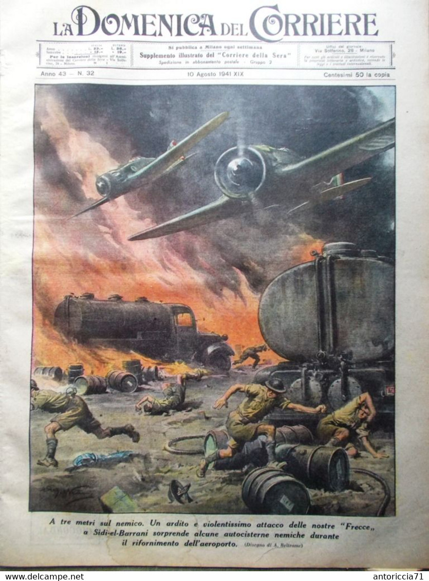 La Domenica Del Corriere 10 Agosto 1941 WW2 Russia Hitler Manila Bruno Mussolini - Guerra 1939-45