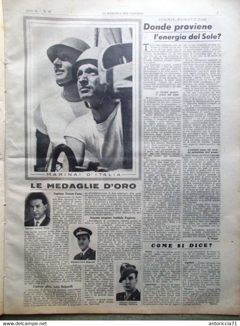 La Domenica Del Corriere 5 Ottobre 1941 WW2 Vittoria Mediterraneo Leonardo Sole - Guerra 1939-45