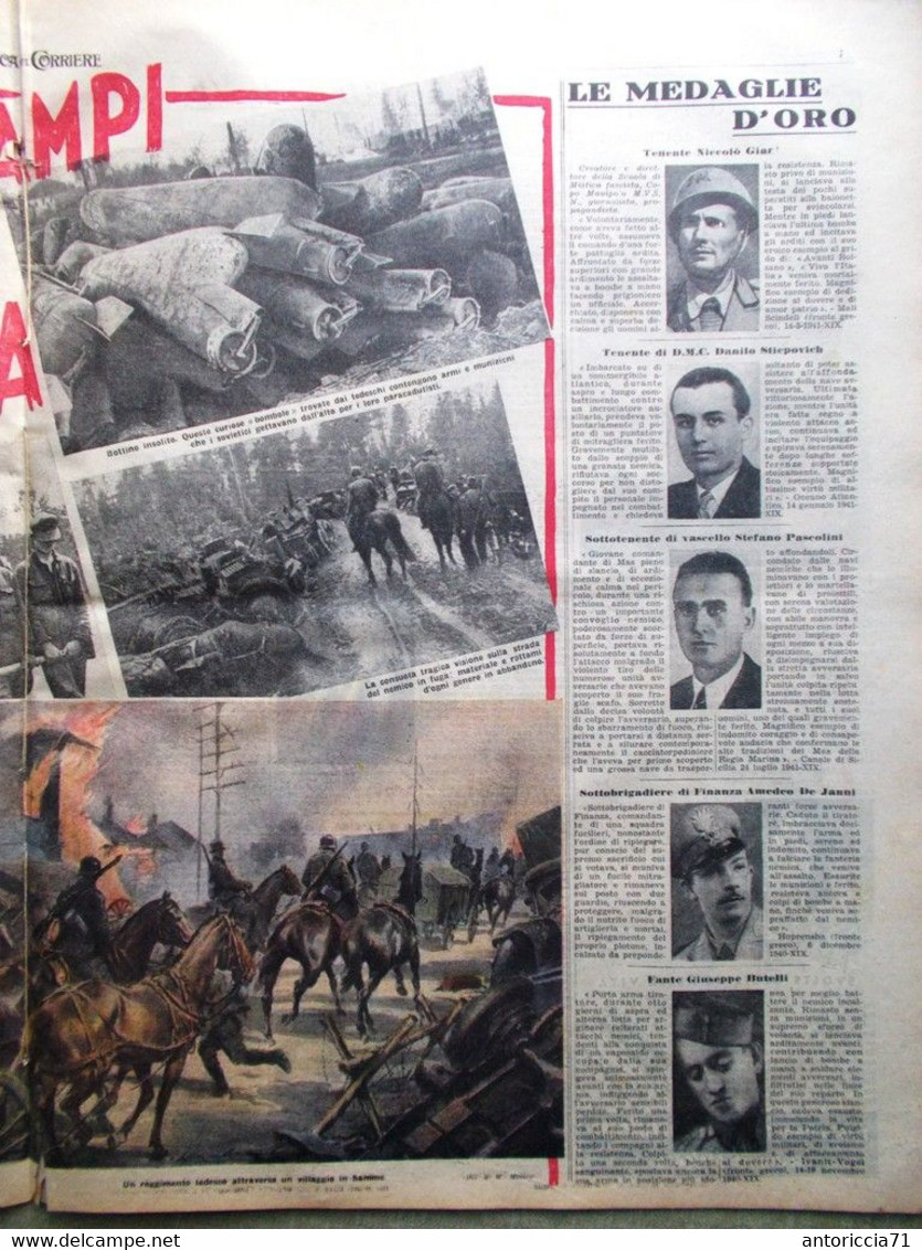 La Domenica Del Corriere 19 Ottobre 1941 WW2 Africa Egeo Volta Russia Gondarini - Guerra 1939-45