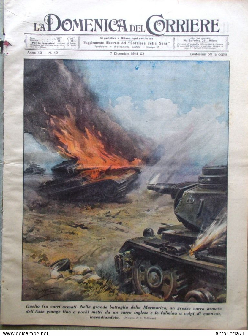 La Domenica Del Corriere 7 Dicembre 1941 WW2 Inverno In Russia Marconi Crociera - Guerra 1939-45