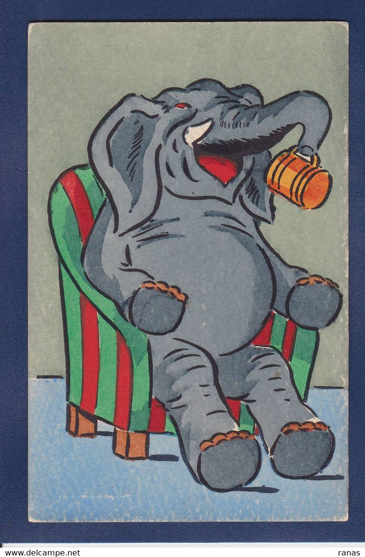 CPA MUNK MM VIENNE N° 664 éléphant Caricature Satirique Non Circulé Estampe - Éléphants