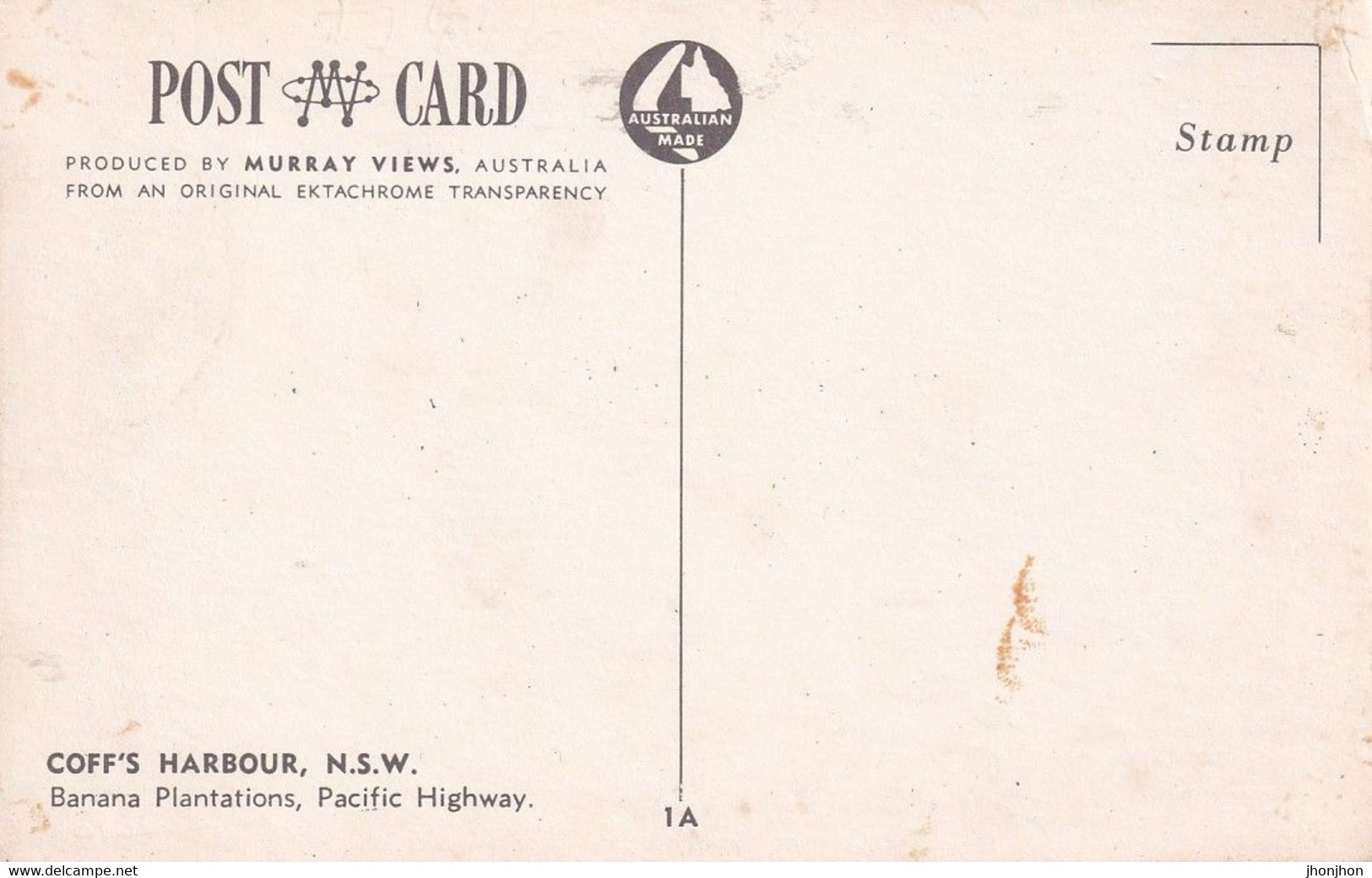 Australia - Postcard  Unused - Coff 's Harbour, - Banana Plantations, Pacific Highway - 2/scans - Coffs Harbour