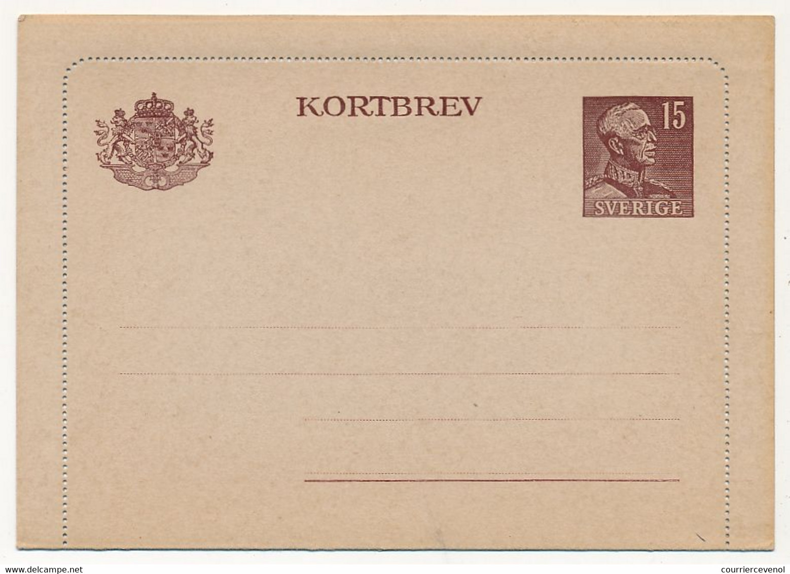 SUEDE - Carte Lettre (Kortbev) GUSTAVE V - 15 Öre - Neuve - Entiers Postaux