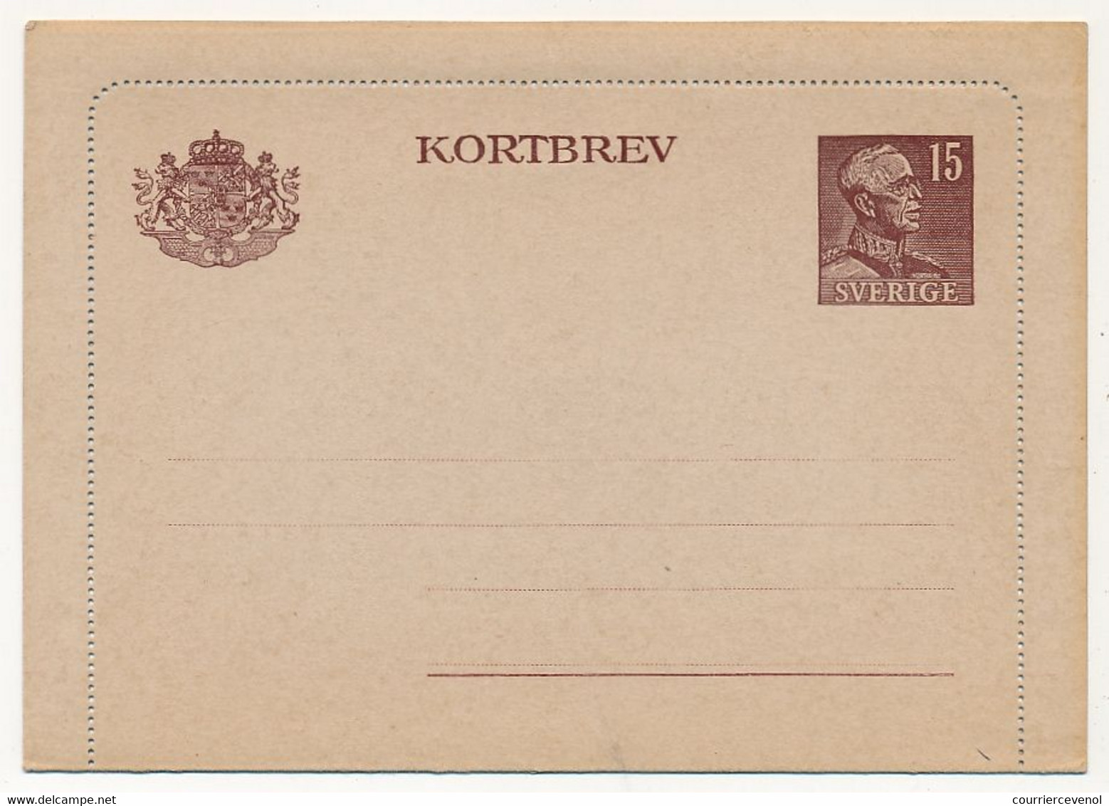 SUEDE - Carte Lettre (Kortbev) GUSTAVE V - 15 Öre - Neuve - Postal Stationery