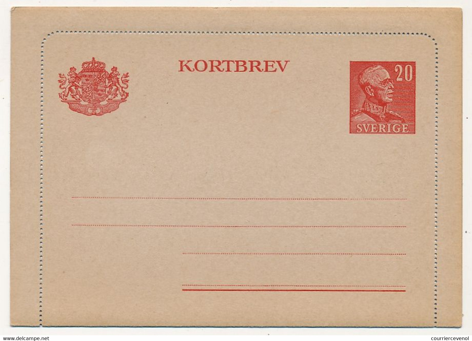 SUEDE - Carte Lettre (Kortbev) GUSTAVE V - 20 Öre - Neuve - Entiers Postaux