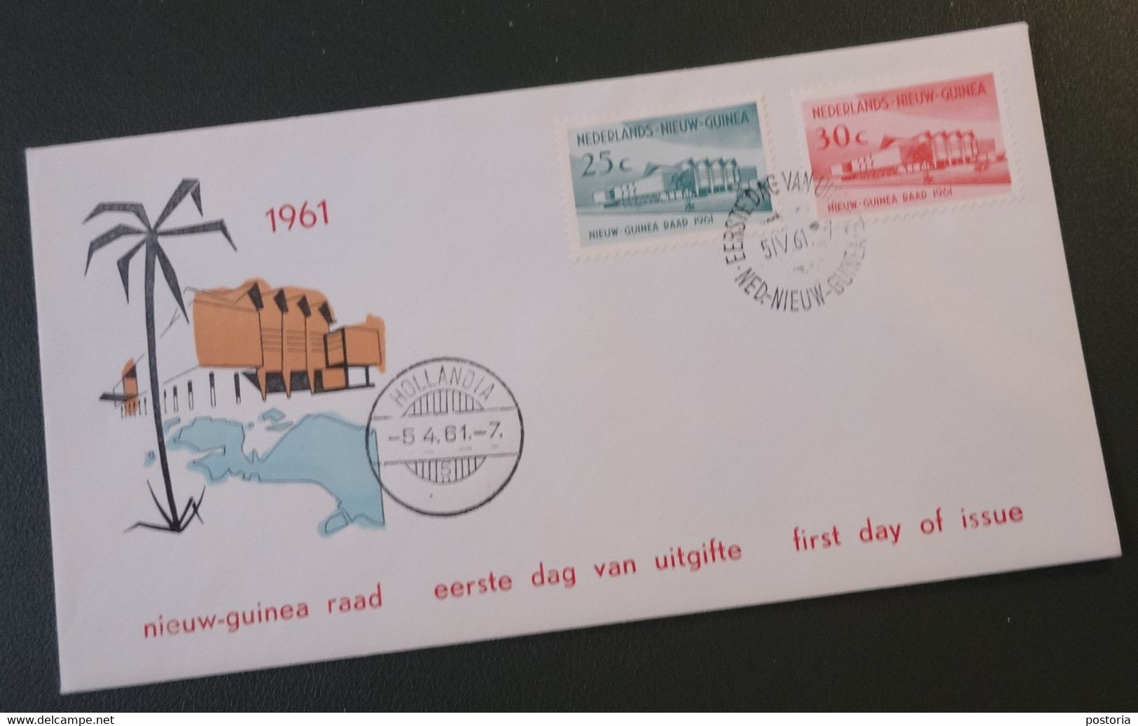 Nederlands Nieuw-Guinea - FDC - E 6 - 1961 - Geen Adres - Open Klep - 1e Zitting Nieuw-Guinea Raad - Nueva Guinea Holandesa