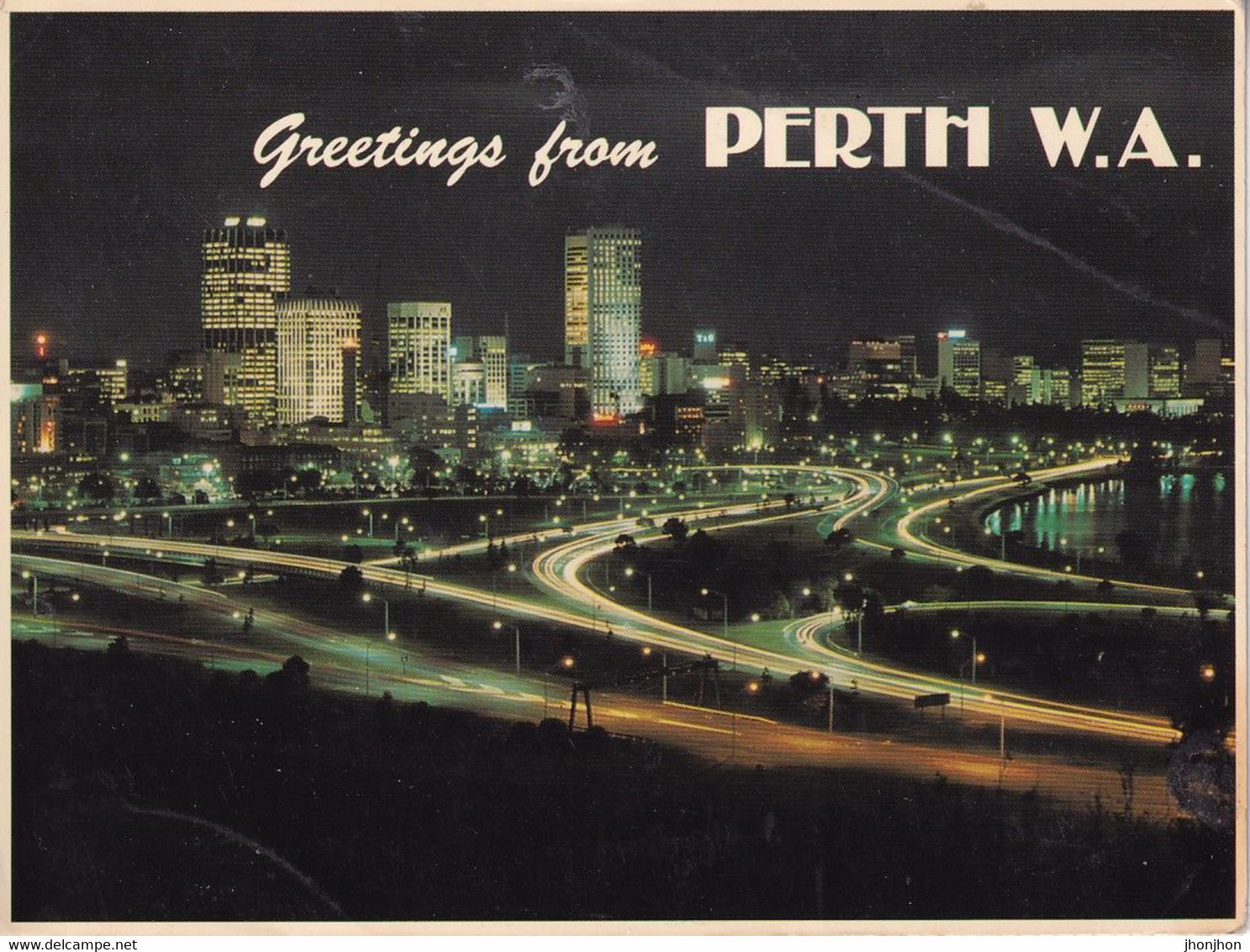Australia - Postcard  Used Written - Perth - City Of Perth By Night From King's Park - 2/scans - Perth