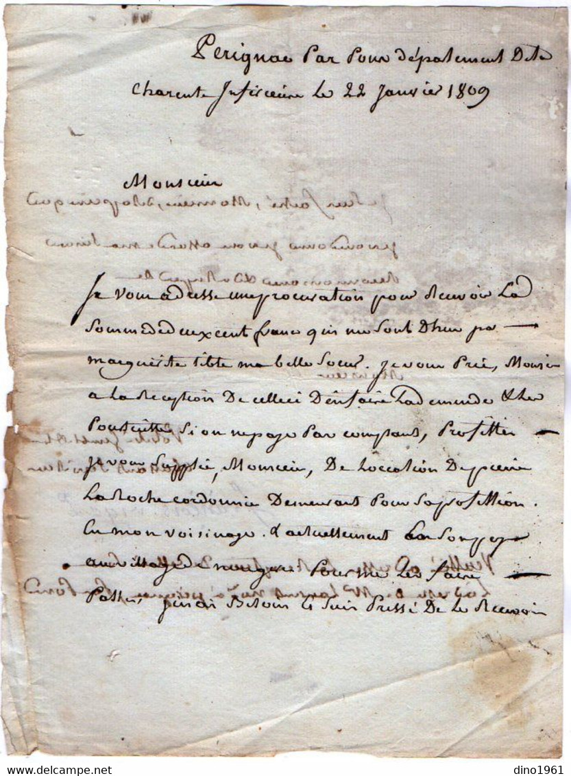 VP18.384 - Empire - PERIGNAC 1809 - Lettre De Mr François  RIGAL - Manuscrits