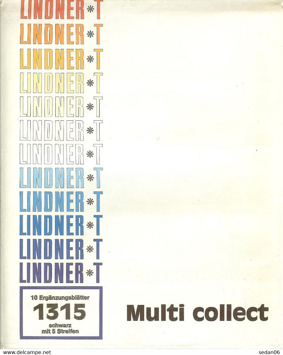 Lindner - Feuilles MULTI-COLLECT à 5 Bandes Fond Noir REF. 1315 (paquet De 10) - A Bandes