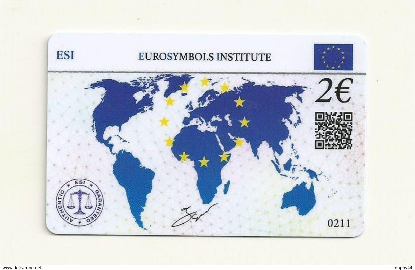 CARTE DE COLLECTION SANS PIECE ITALIE EUROSYMBOLS INSTITUTE ESI ID CARD MILLESIME 2020. - Italy