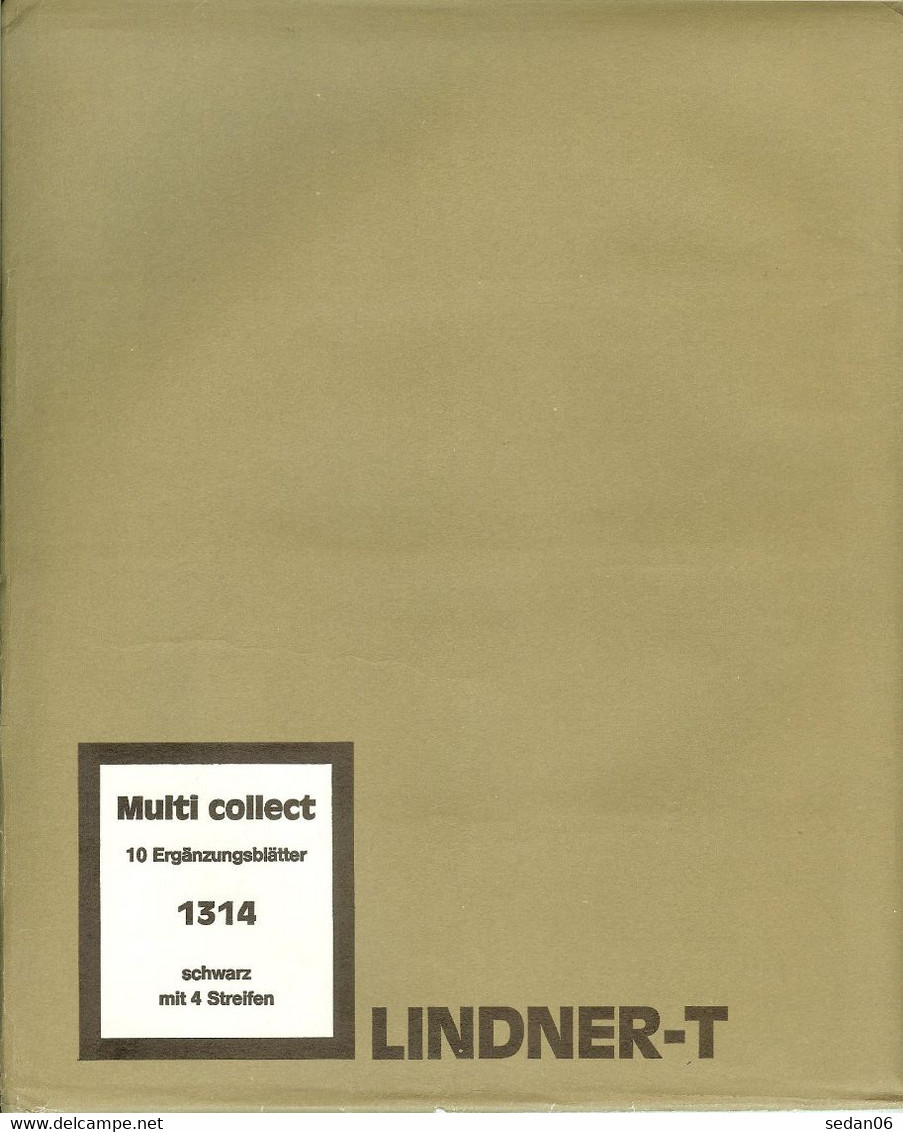 Lindner - Feuilles MULTI-COLLECT à 4 Bandes Fond Noir REF. 1314 (paquet De 10) - A Bandes