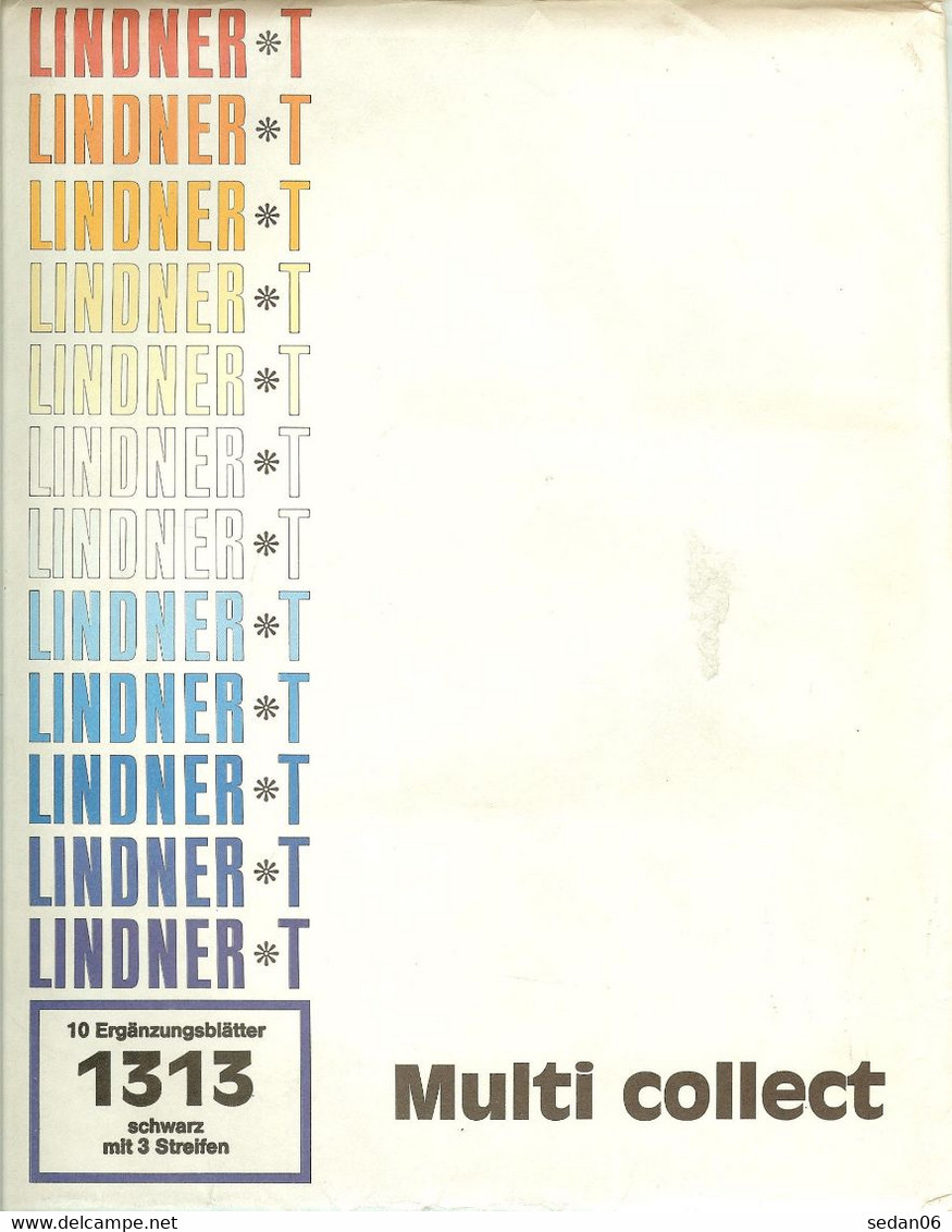 Lindner - Feuilles MULTI-COLLECT à 3 Bandes Fond Noir REF. 1313 (paquet De 10) - For Stockbook