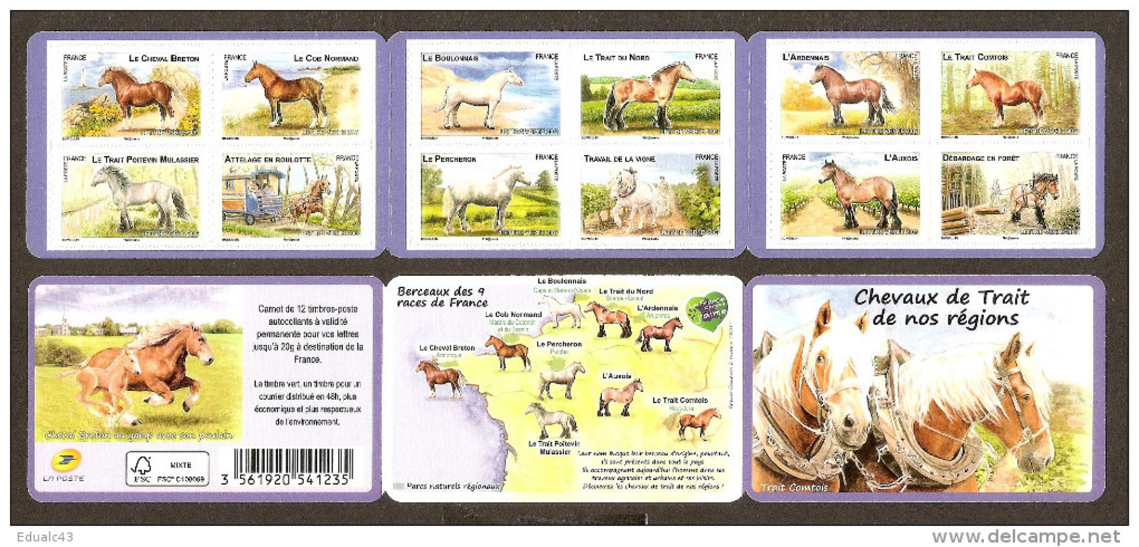 2013 Carnet Adhésif - CHEVAUX De Trait De Nos Régions -N° BC 813 - NEUF - LUXE ** NON Plié - Gedenkmarken