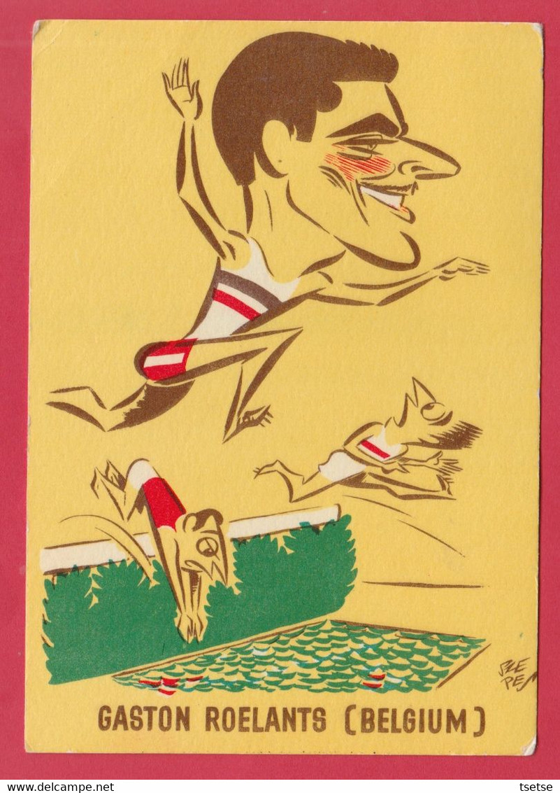 Budapest 1966- VIII Europe Championship Athletics - Caricature SzePep - Gaston Roelants / Belgium ( Sprotpropaganda ) - Athlétisme