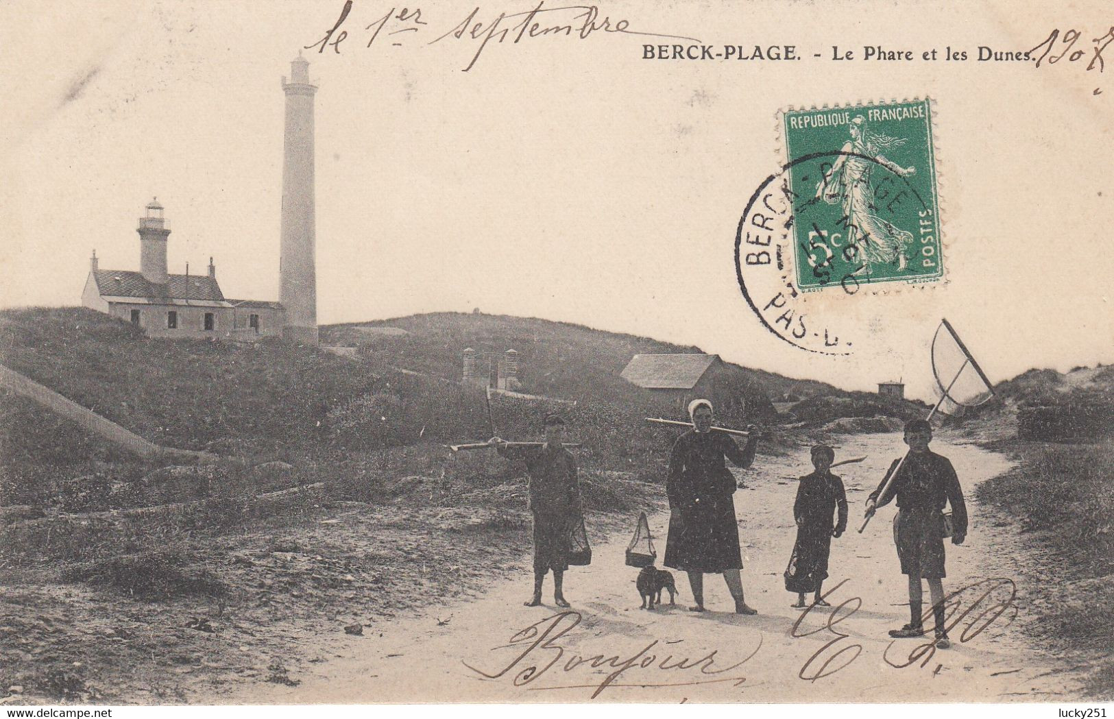 France - Phare - Berck-Plage - Le Phare Et Les Dunes - Circulée 01/09/1907 - Fari