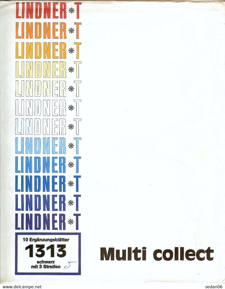 Lindner - Feuilles MULTI-COLLECT à 3 Bandes Fond Noir REF. 1313 (paquet Entamé Avec 3 Feuilles) - A Nastro