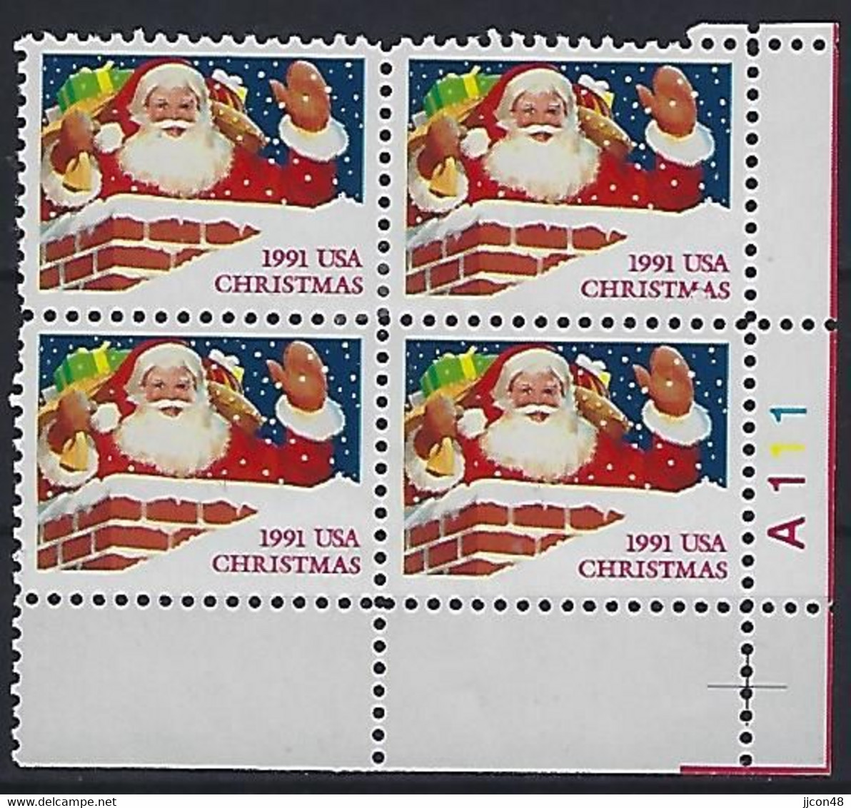 USA  1991  Christmas  (o) Mi.2195 Type I A Rf III - Plate Blocks & Sheetlets