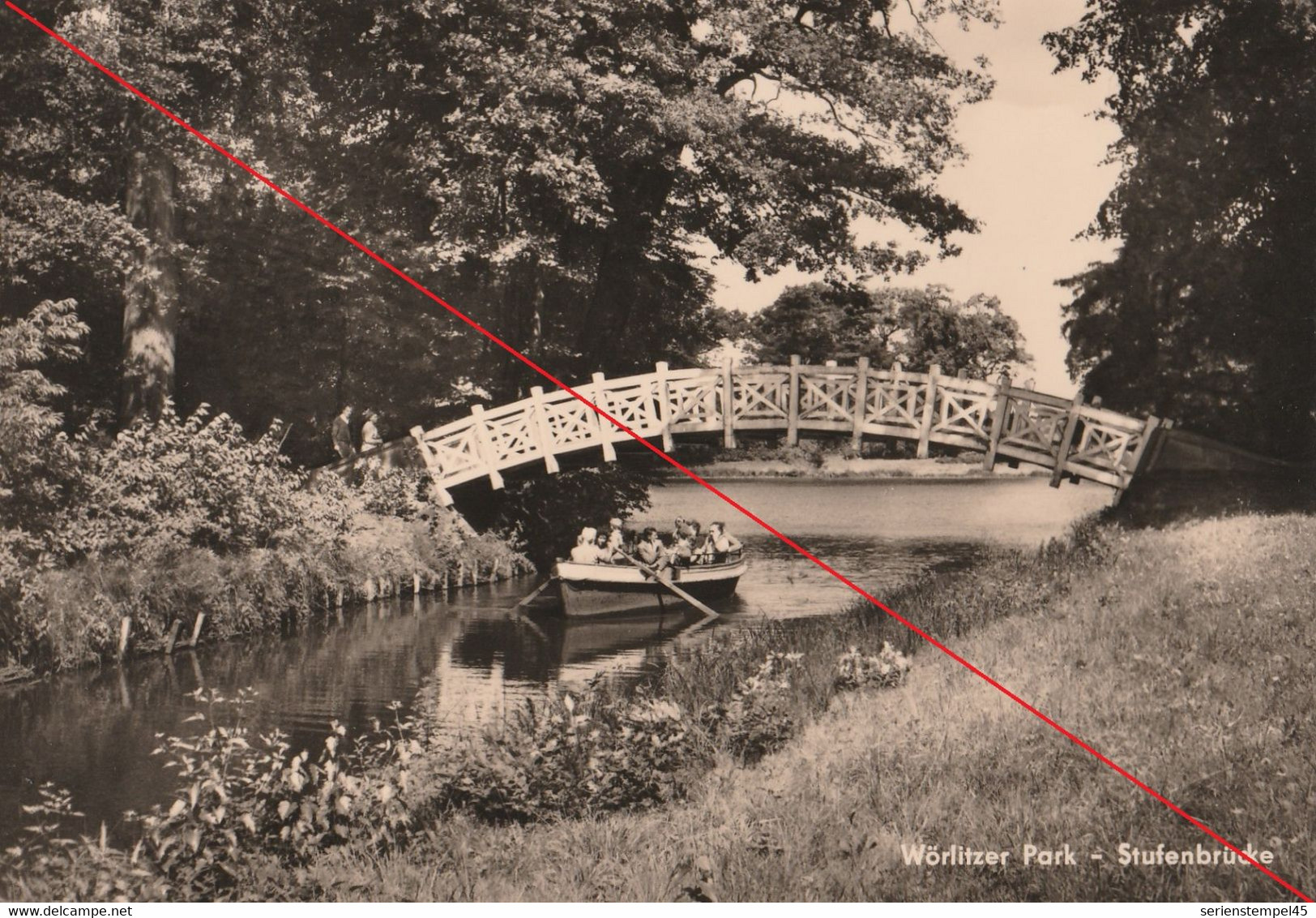 Ak DDR Wörlitz Wörlitzer Park Stufenbrücke S/w Köthen Ungelaufen - Woerlitz