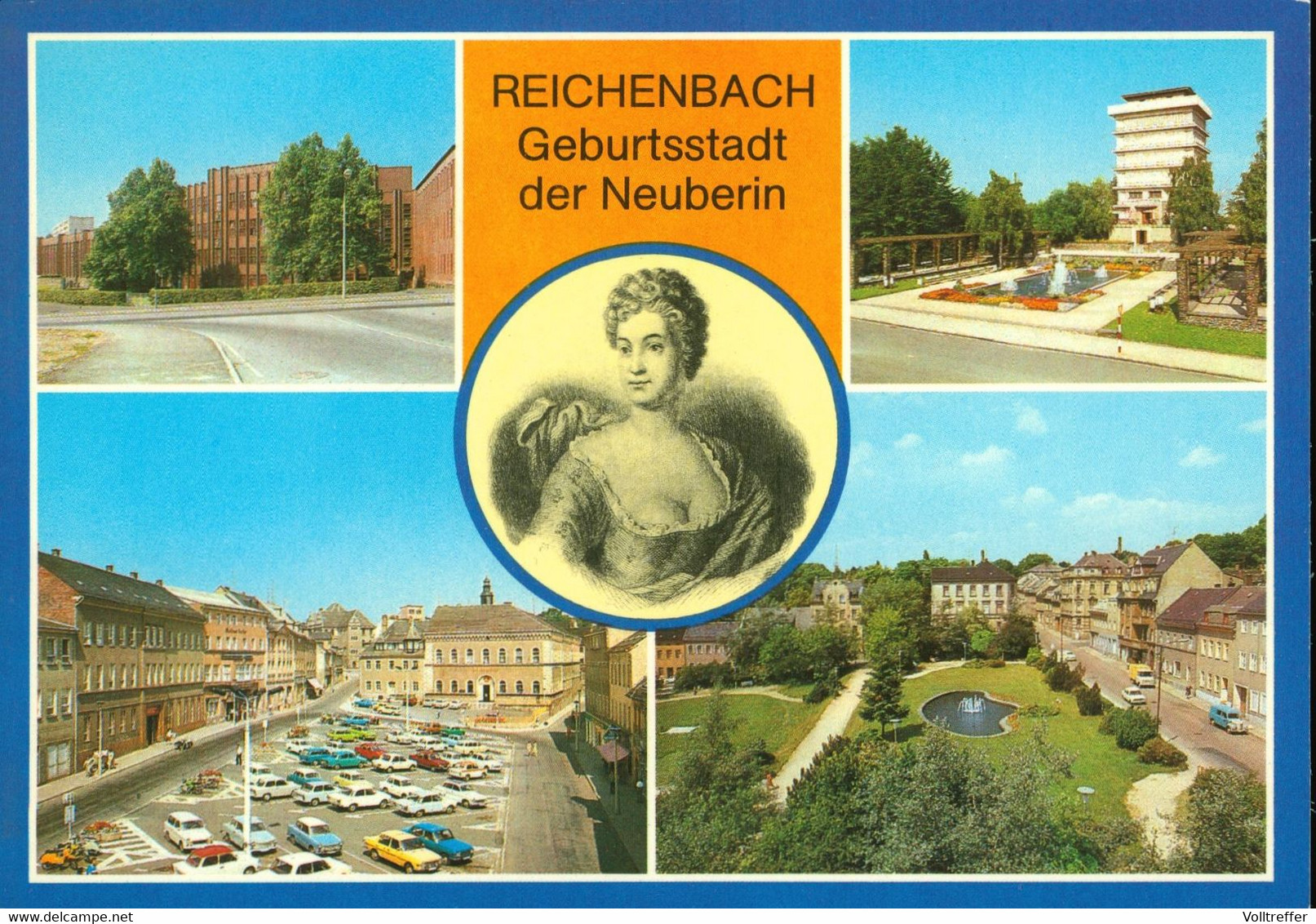 DDR Mehrbild AK Um 1983 Reichenbach Im Vogtland Mit Markt Parkplatz Oldtimer, Ingenieurschule Für Textiltechnik U.a. - Reichenbach I. Vogtl.