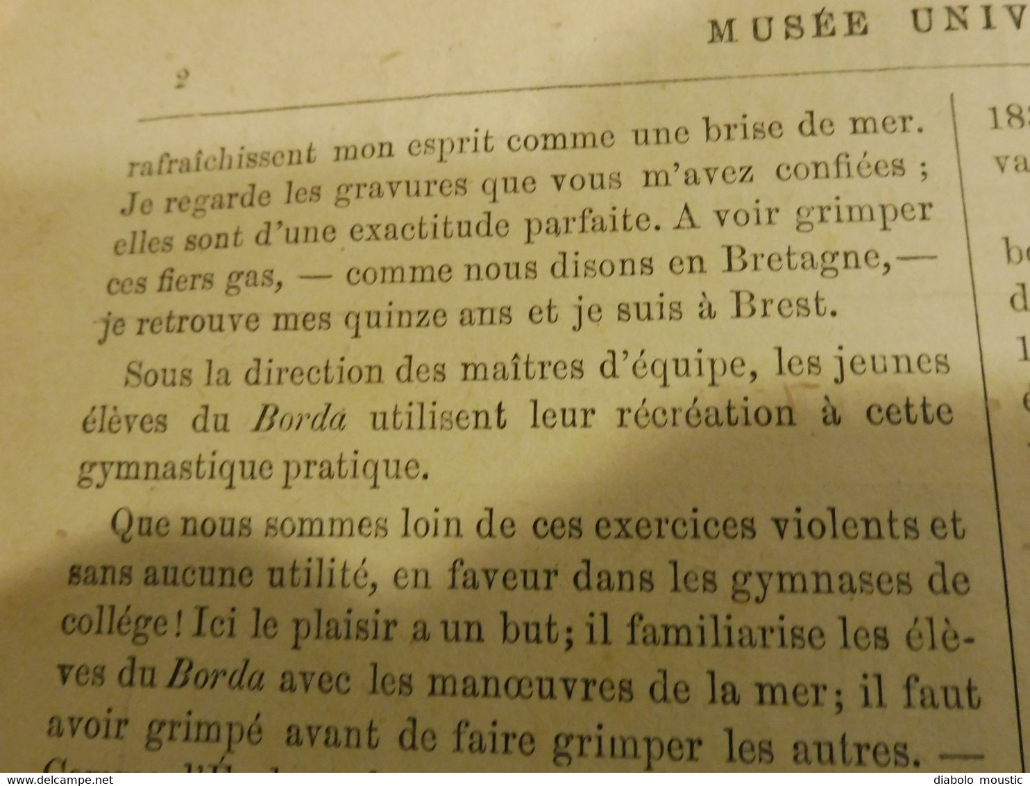 1876 : MUSÉE UNIVERSEL :École Navale de Brest avec le "BORDA" ;Italie (Tusculum); etc , Nombreuses gravures