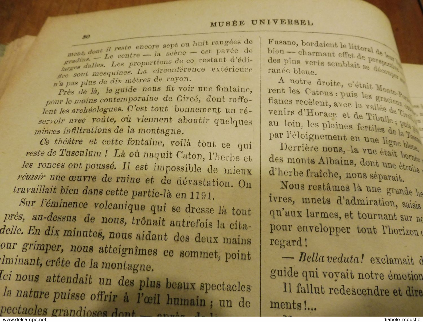 1876 : MUSÉE UNIVERSEL :École Navale de Brest avec le "BORDA" ;Italie (Tusculum); etc , Nombreuses gravures