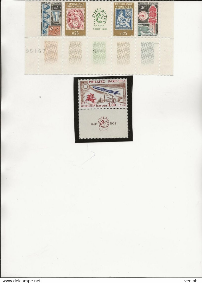 TIMBRES PHILATEC BANDE N° 1417 A + N° 1422 NEUF SANS CHARNIERE -ANNEE 1964 - COTE :32 € - Unused Stamps