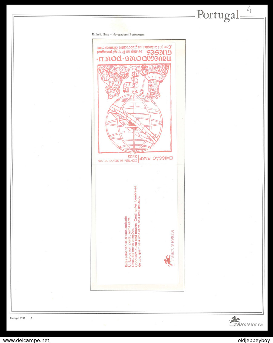 Navegadores Portugueses, Caderneta Booklet C/ 10 Selos Novos De 38$00 , 1992 - MNH/Neuf Post Office Fresh - Explorateurs