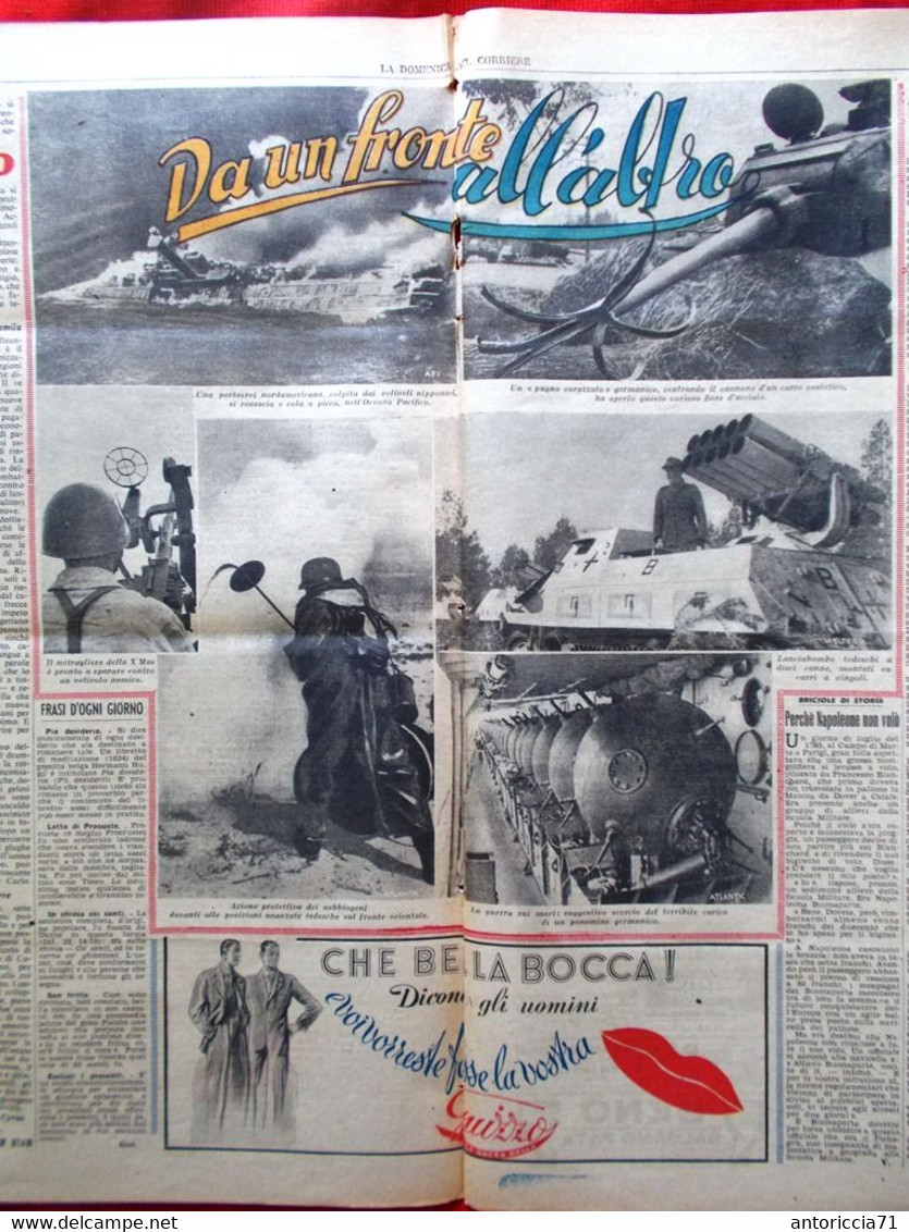 La Domenica Del Corriere 5 Novembre 1944 WW2 Nicobare Kamikaze Abe Ravenna Reich - Guerra 1939-45