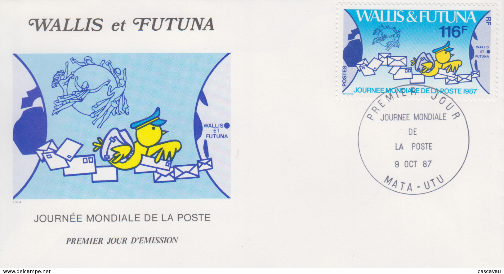 Enveloppe  FDC  1er  Jour    WALLIS  ET  FUTUNA     Journée  Mondiale  De  La   Poste    1987 - FDC