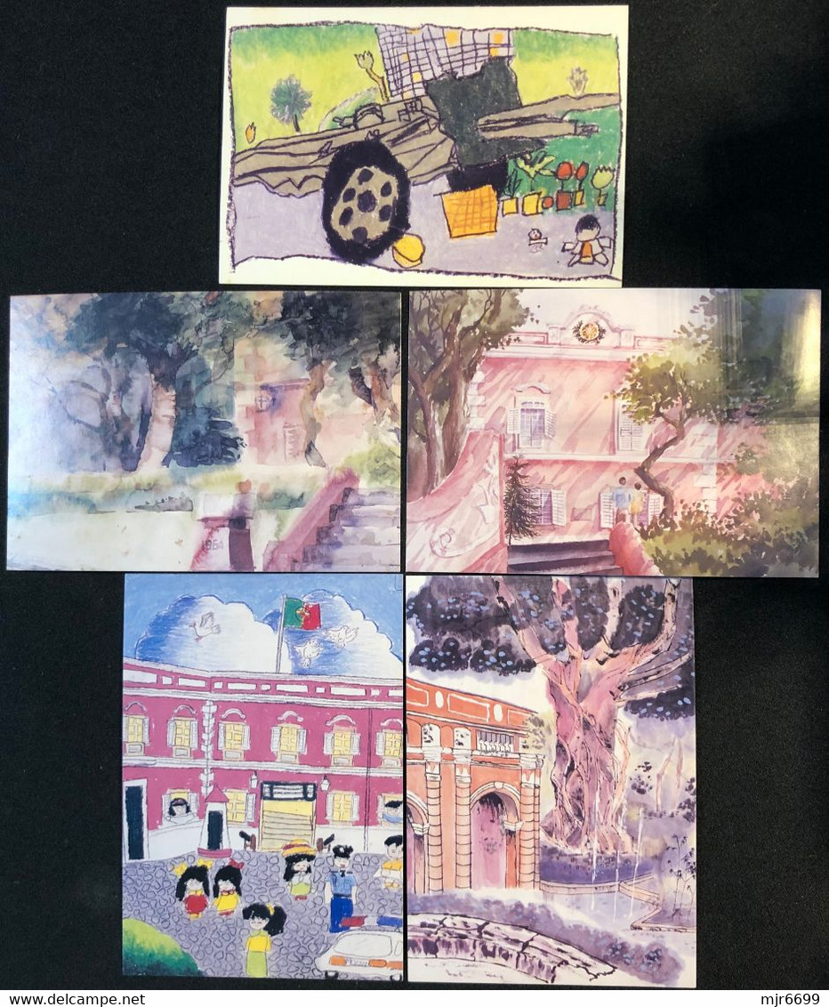 MACAU 1998 SECURITY FORCES DAY COMMEMORATIVE POSTAL STATIONERY CARDS SET OF 5 WITH 1ST DAY CANCELATION - Interi Postali