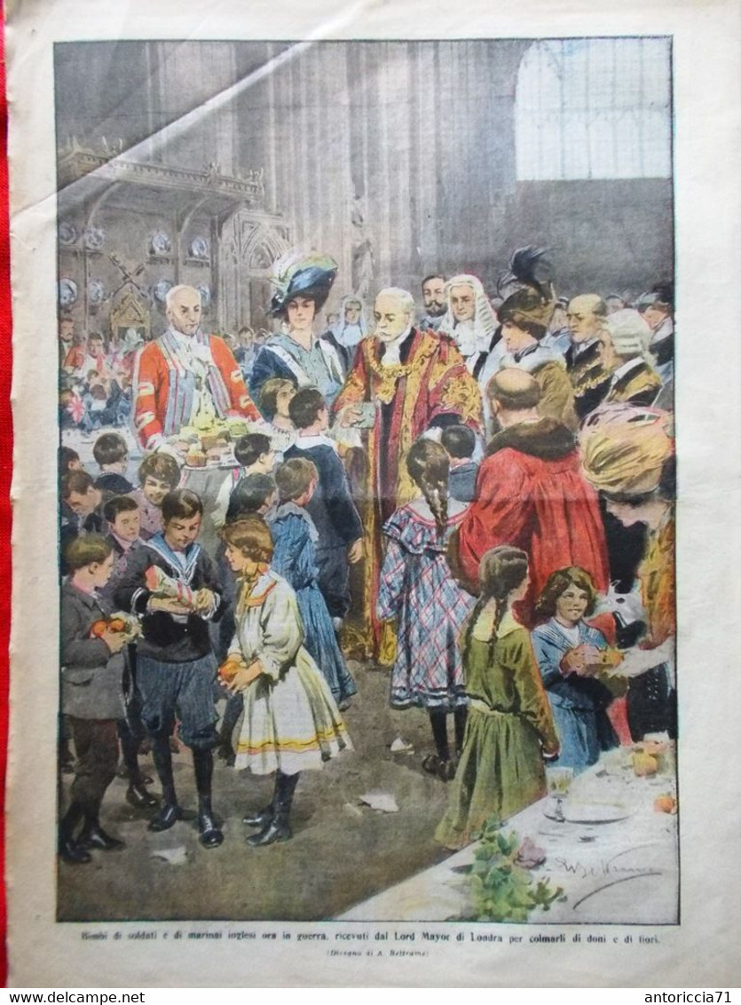 La Domenica Del Corriere 10 Gennaio 1915 WW1 Piena Tevere Marconi Messina Valona - Guerra 1914-18