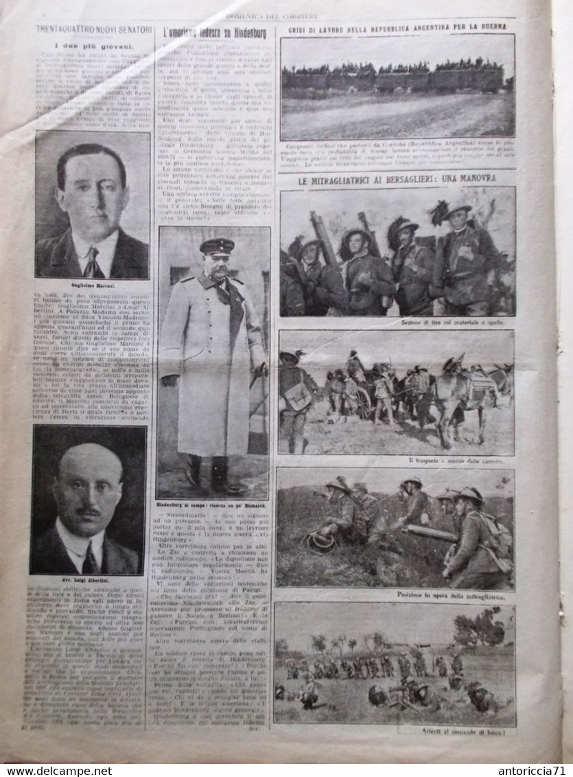 La Domenica Del Corriere 10 Gennaio 1915 WW1 Piena Tevere Marconi Messina Valona - Guerre 1914-18