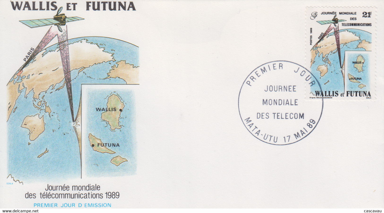 Enveloppe  FDC  1er  Jour    WALLIS  ET  FUTUNA     Journée  Mondiale  Des  Télécommunications    1989 - FDC