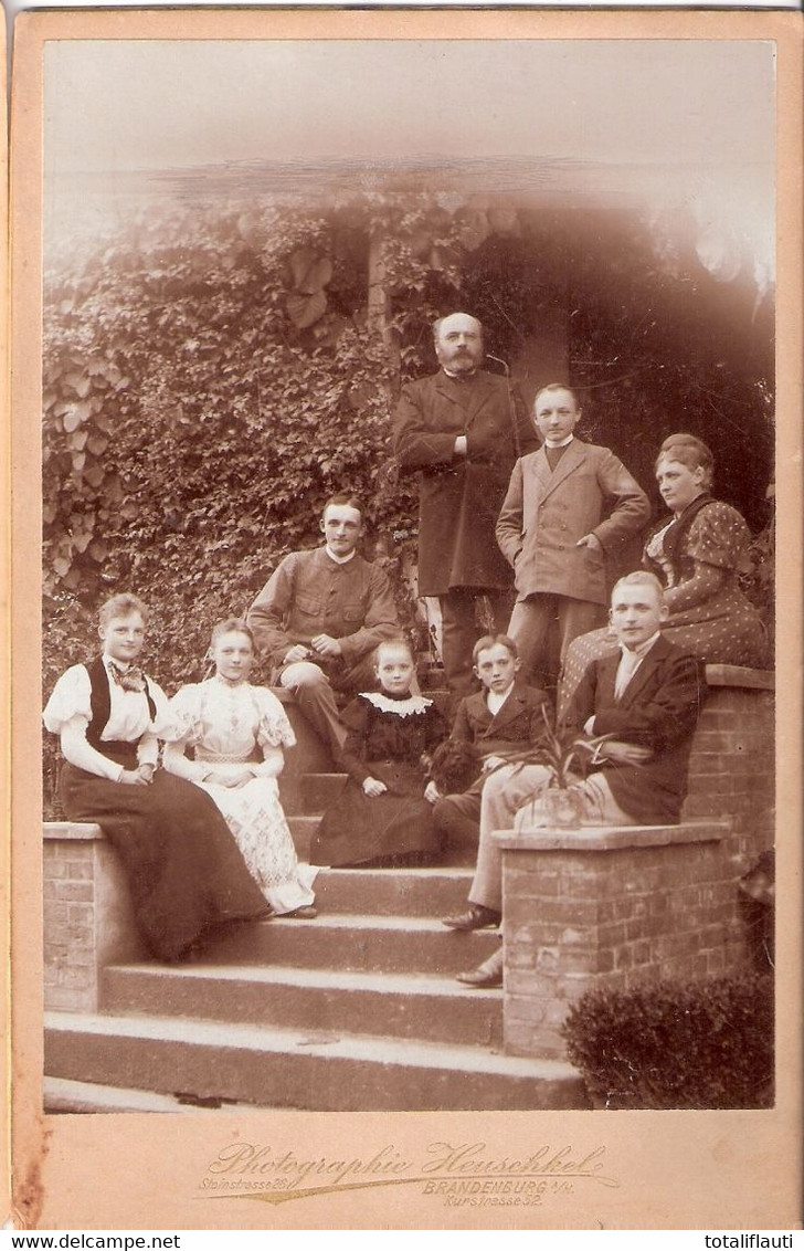 ABTSHAGEN Amt Miltzow Pfarre Original Pappfoto Heuschkel Brandenburg Havel 1900 Pastor Otto Paasche Ehefrau 7 Kinder - Grimmen