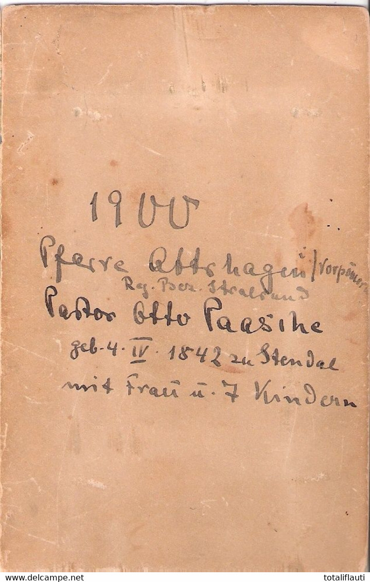 ABTSHAGEN Amt Miltzow Pfarre Original Pappfoto Heuschkel Brandenburg Havel 1900 Pastor Otto Paasche Ehefrau 7 Kinder - Grimmen