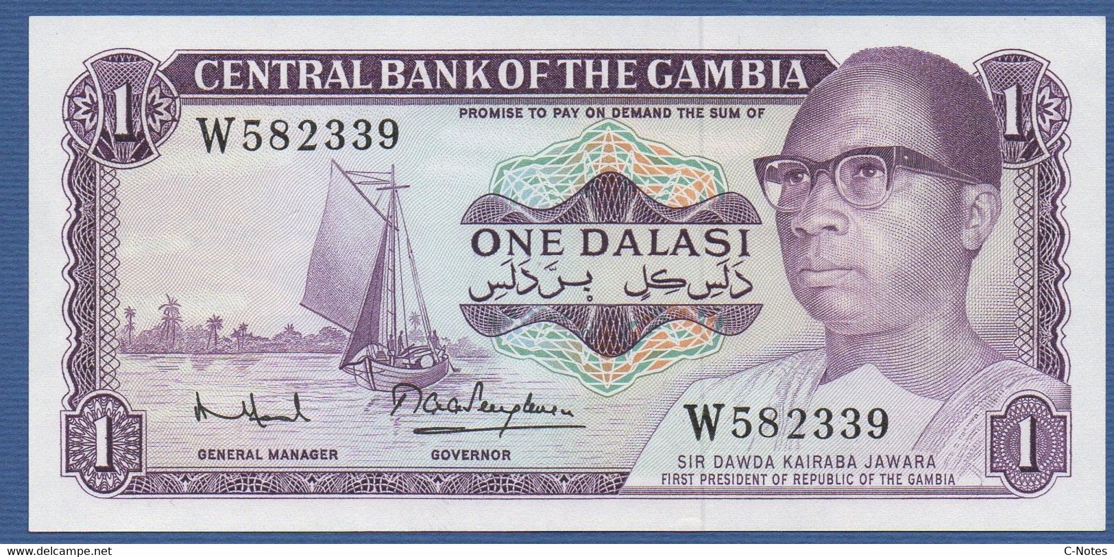 GAMBIA - P.4f – 1 Dalasi ND (1972-1986) UNC Serie W582339 - Gambia