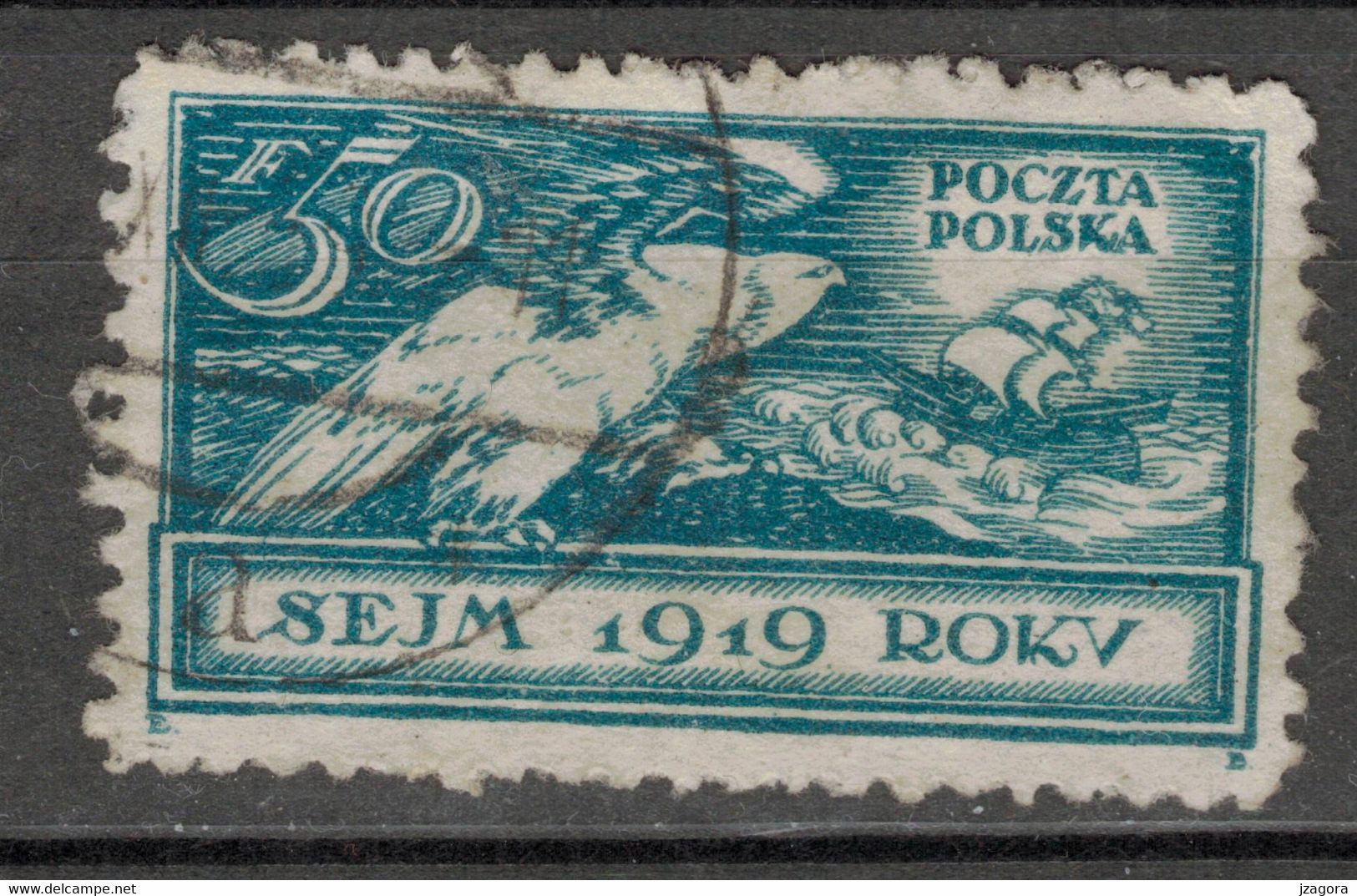 POLEN POLOGNE POLAND 1919 Mi 128  USED  POLISH PARLIAMENT SEJM BOAT - Usados