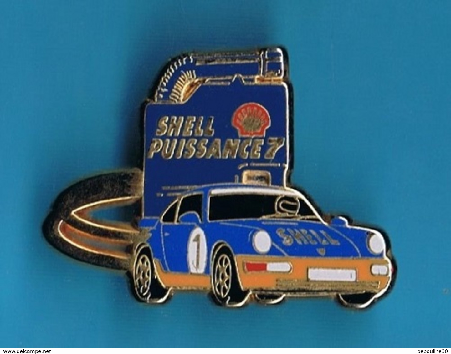 1 PIN'S  //    ** SHELL PUISSANCE 7 / PORSCHE 911 / 24H DU MANS ** . (Arthus Bertrand) - Porsche