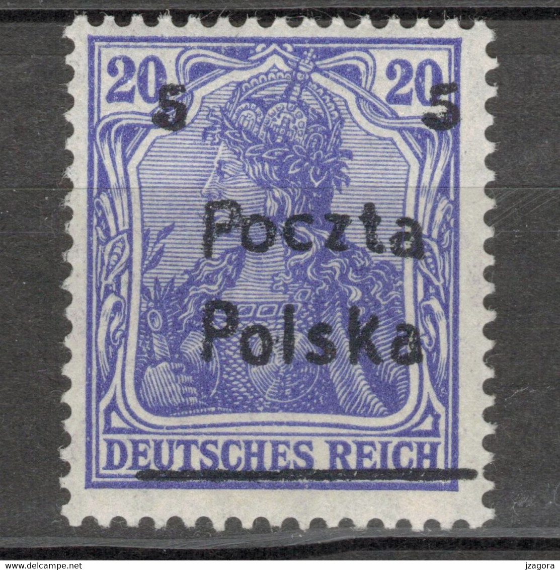 POLEN POLOGNE POLAND 1919 Mi 132 (*) - DISPLACED OVERRINT - VERSETZT AUFDRUCK - SIGNED - Oblitérés