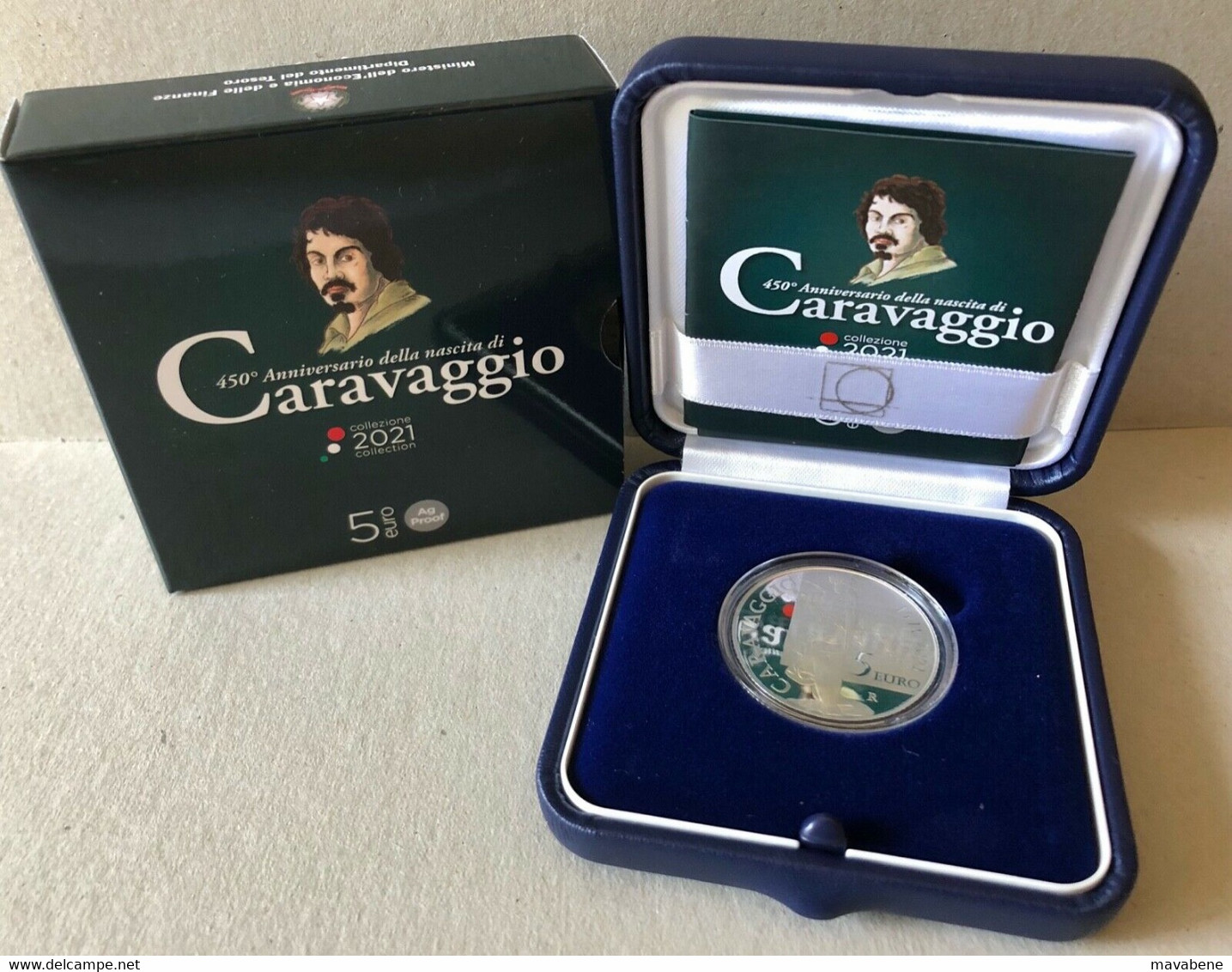 ITALIA 2021 ANNIVERSARIO MORTE CARAVAGGIO MONETA 5 EURO ARGENTO AG SILVER PROOF - Colecciones